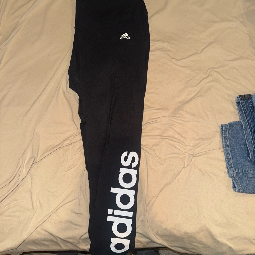 Adidas Black Leggings with White Logo